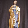 St. Joseph with lily, carved in pine wood, painted and decorated with pure gold - Sculptor Helmut Perahtoner